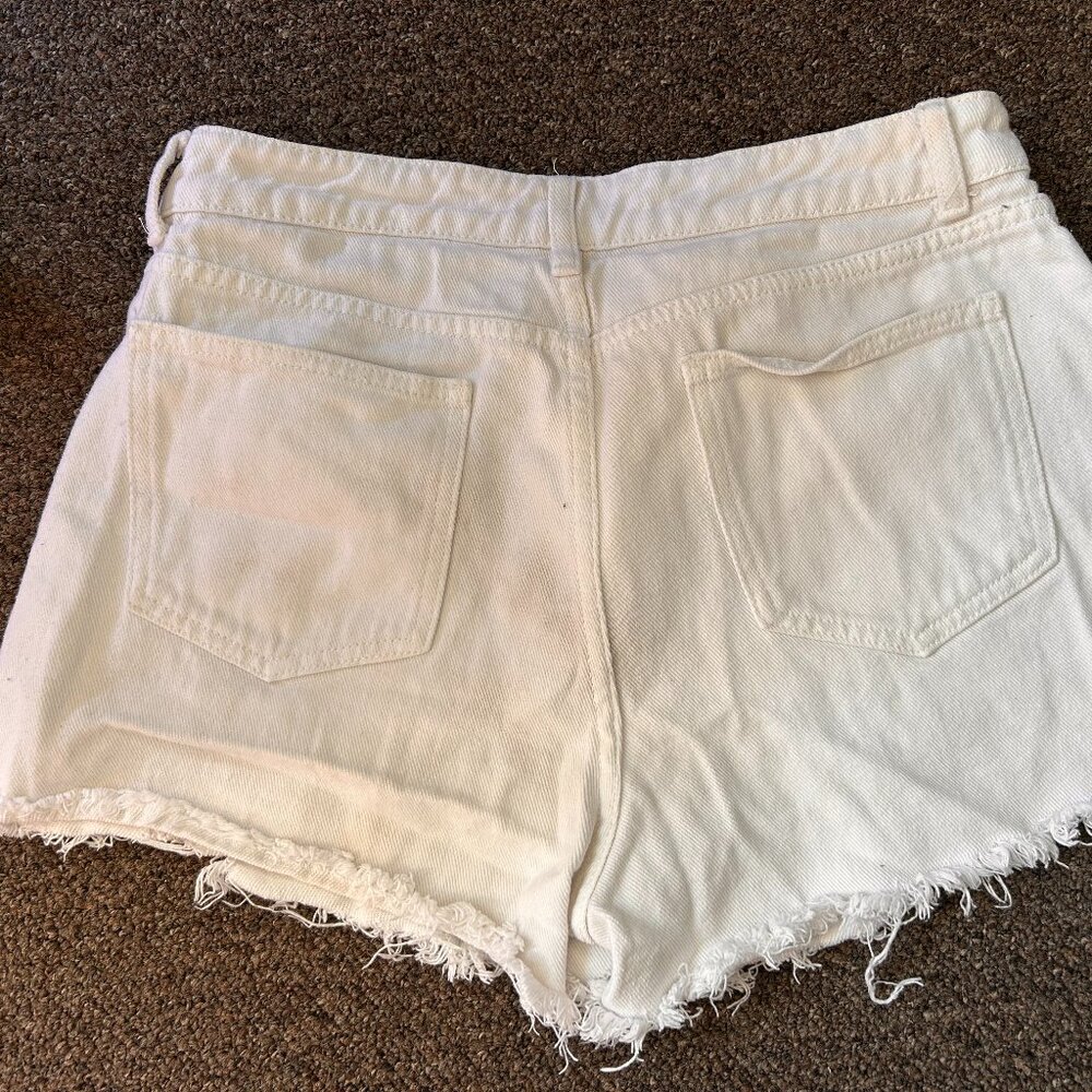White Ripped Jean Shorts - Picture 2 of 3